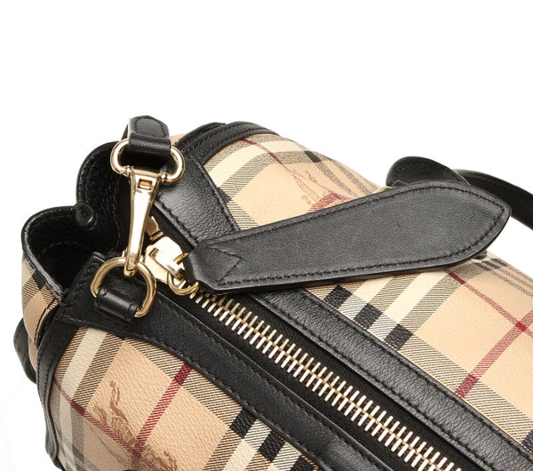 バーバリー ノバチェック ベージュ PVC レザー ボストンバッグ ショルダーバッグ 2WAY レディース BURBERRY 中古