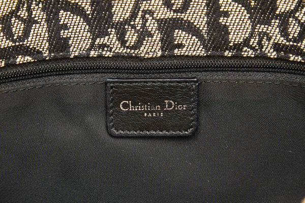 クリスチャンディオール トロッター ブラック グレー キャンバス レザー 斜め掛け ショルダーバッグ レディース Christian Dior 中古