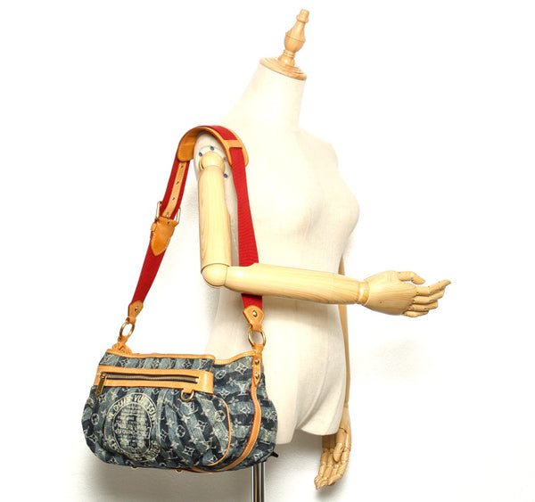 ルイ ヴィトン モノグラム デニム ポルテ エポル レイエMM M95334 ブルー デニム 肩掛け ショルダーバッグ レディース LOUIS VUITTON 中古