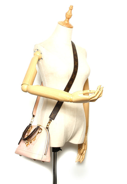 ルイ ヴィトン モノグラム アルマBB M51925 ピンク ブラウン パテントレザー PVC ハンドバッグ レディース LOUIS VUITTON 中古