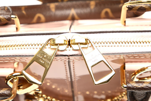 ルイ ヴィトン モノグラム アルマBB M51925 ピンク ブラウン パテントレザー PVC ハンドバッグ レディース LOUIS VUITTON 中古