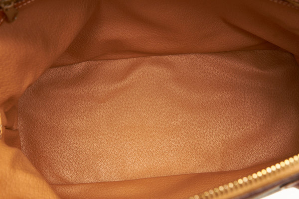セリーヌ マカダム ブラウン PVC レザー ハンドバッグ レディース CELINE 中古