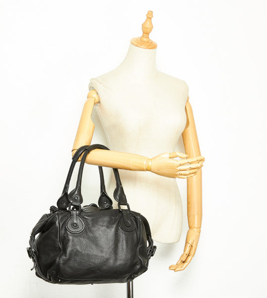 クロエ パティントン ブラック レザー ショルダーバッグ レディース Chloe 中古