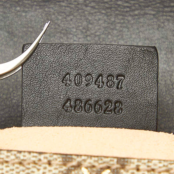 グッチ GGスプリーム ビー 蜂  409487 ベージュ ブラウン PVC レザー チェーン ショルダーバッグ レディース GUCCI 【中古】