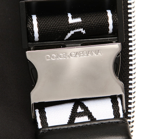 ドルチェアンドガッバーナ ブラック ナイロン レザー ウエストバッグ ユニセックス DOLCE&GABBANA 中古