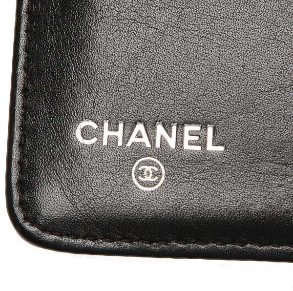 シャネル クルーズライン カメリア ブラック エナメル レザー 長財布 レディース CHANEL 中古