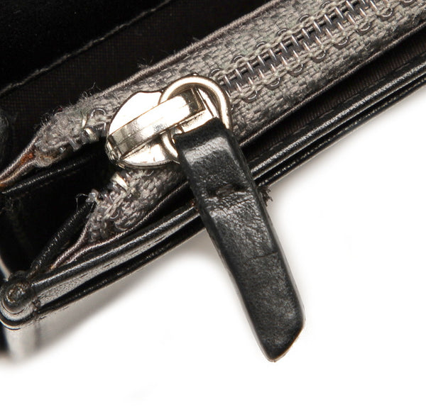 シャネル クルーズライン カメリア ブラック エナメル レザー 長財布 レディース CHANEL 中古