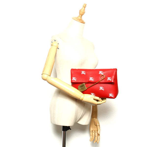 バーバリー レッド レザー クラッチバッグ ユニセックス BURBERRY 中古