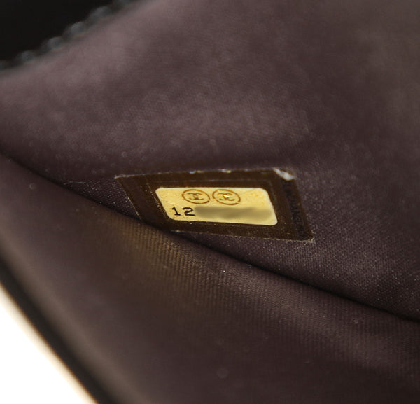 シャネル クルーズライン カメリア ブラック エナメル レザー 長財布 レディース CHANEL 中古