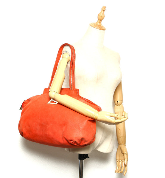 フェンディ 8BR636-DRD オレンジ レザー トートバッグ レディース FENDI 中古