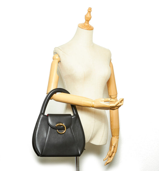 カルティエ パンテール ブラック レザー ショルダーバッグ レディース CARTIER 中古