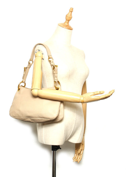 プラダ ベージュ レザー ハンドバッグ レディース PRADA 中古
