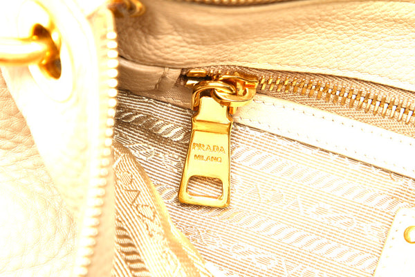 プラダ ベージュ レザー ハンドバッグ レディース PRADA 中古