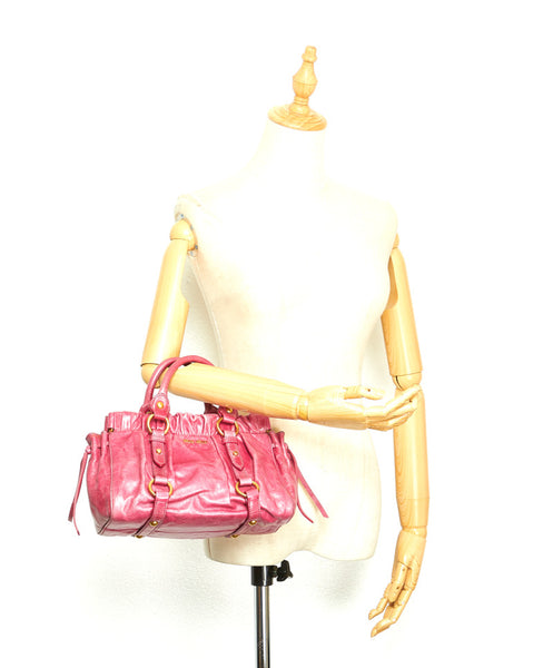 ミュウミュウ ピンク レザー ハンドバッグ レディース MIUMIU 中古