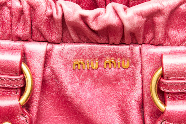 ミュウミュウ ピンク レザー ハンドバッグ レディース MIUMIU 中古