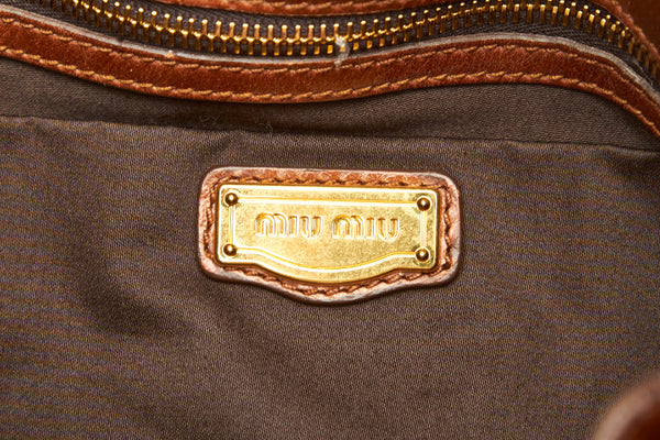 ミュウミュウ ブラウン レザー ショルダーバッグ レディース MIUMIU 中古