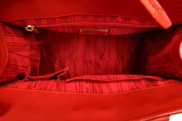 サルヴァトーレフェラガモ ガンチーニ DY-21 D290 オレンジ レッド レザー ハンドバッグ レディース Salvatore Ferragamo 中古