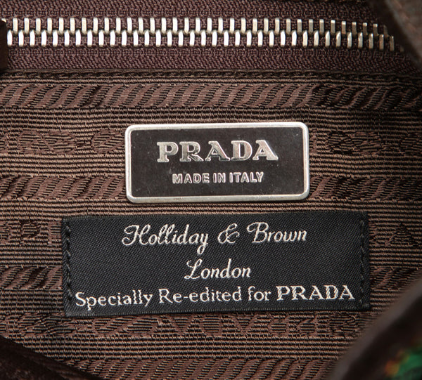 プラダ VS0243 グリーンオレンジ ブラック ナイロン レザー クラッチバッグ ユニセックス PRADA 中古