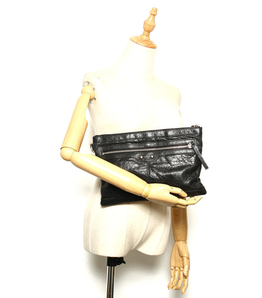 バレンシアガ 273022 ブラック レザー クラッチバッグ ユニセックス BALENCIAGA 中古
