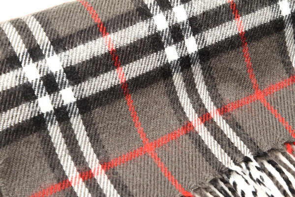 バーバリー チェック グレー ブラック ホワイト レッド ウール マフラー ユニセックス BURBERRY 中古