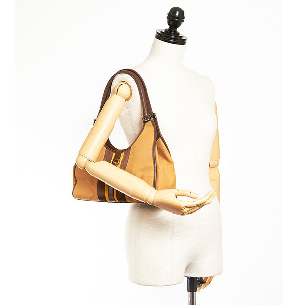 グッチ ジャッキー 002 1067 ベージュ ブラウン キャンバス レザー ショルダーバッグ レディース GUCCI 【中古】