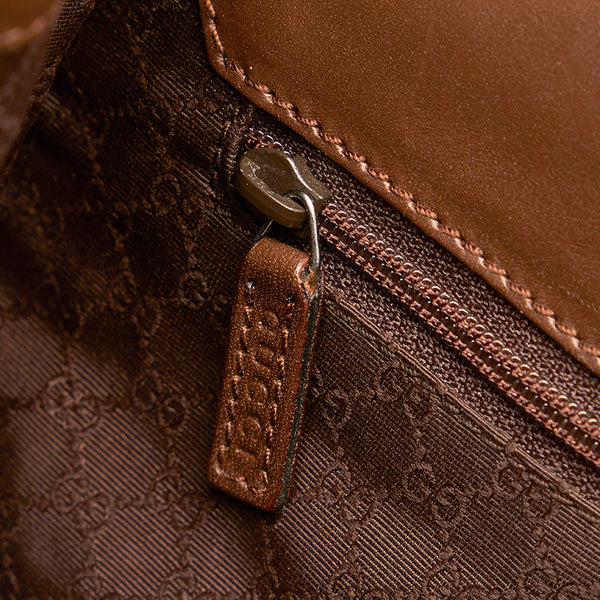 グッチ ジャッキー 002 1067 ベージュ ブラウン キャンバス レザー ショルダーバッグ レディース GUCCI 【中古】