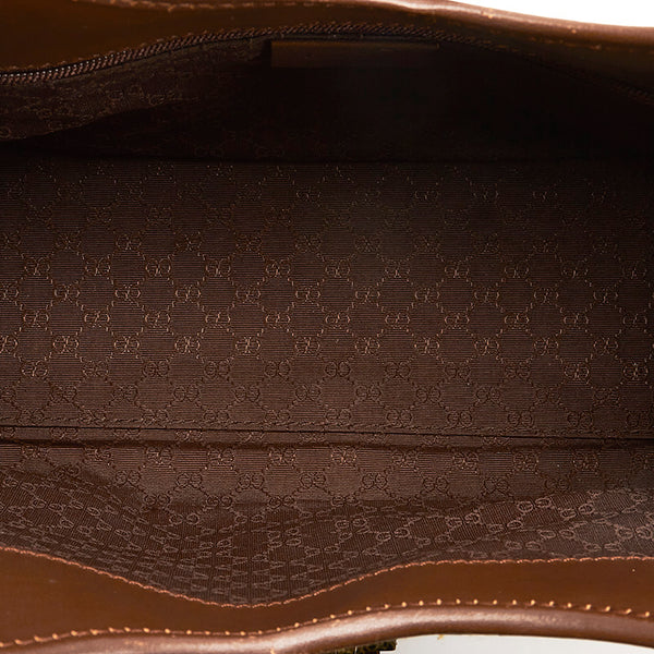 グッチ ジャッキー 002 1067 ベージュ ブラウン キャンバス レザー ショルダーバッグ レディース GUCCI 【中古】