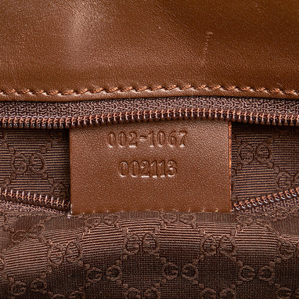 グッチ ジャッキー 002 1067 ベージュ ブラウン キャンバス レザー ショルダーバッグ レディース GUCCI 【中古】