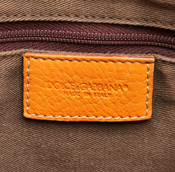 ドルチェアンドガッバーナ レオパード ベージュ オレンジ キャンバス レザー トートバッグ ユニセックス DOLCE&GABBANA 【中古】