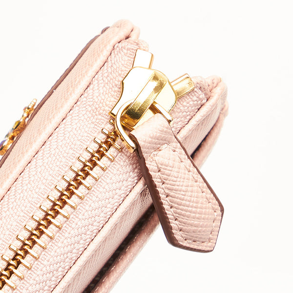 サマンサタバサ ピンク レザー ラウンドファスナー 長財布 レディース Samantha Thavasa 【中古】