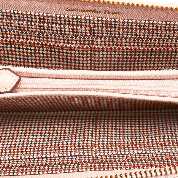 サマンサタバサ ピンク レザー ラウンドファスナー 長財布 レディース Samantha Thavasa 【中古】