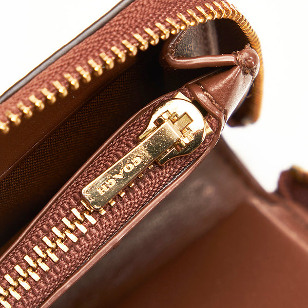 コーチ ミディアムジップウォレット 長財布 ベージュ PVC レディース COACH 【中古】