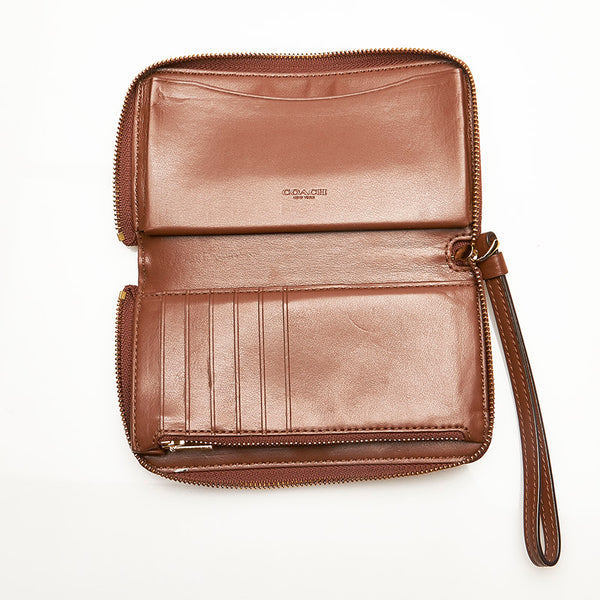 コーチ ミディアムジップウォレット 長財布 ベージュ PVC レディース COACH 【中古】