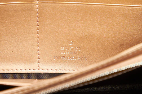 グッチ 331741 ベージュ レザー型押し 長財布 レディース GUCCI 中古