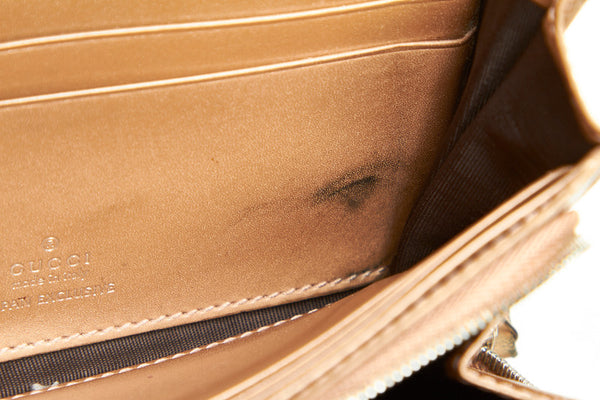 グッチ 331741 ベージュ レザー型押し 長財布 レディース GUCCI 中古