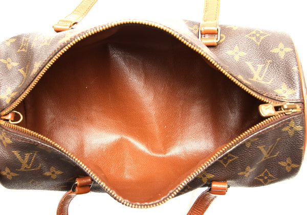 ルイ ヴィトン モノグラム パピヨン30 M51385 ブラウン PVC レザー ハンドバッグ レディース LOUIS VUITTON 中古