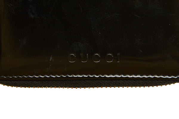 グッチ バンブー 035 1408 1919 ブラック パテントレザー 二つ折り財布 レディース GUCCI 中古
