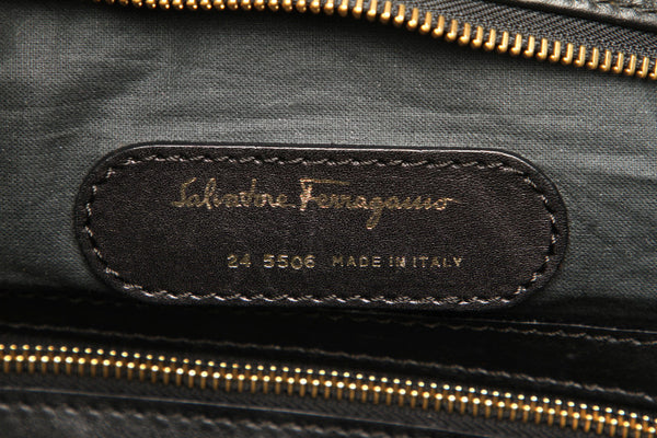 サルヴァトーレフェラガモ 24 5506 ブラック ナイロン レザー ハンドバッグ ショルダーバッグ 2WAY ユニセックス Salvatore Ferragamo 中古