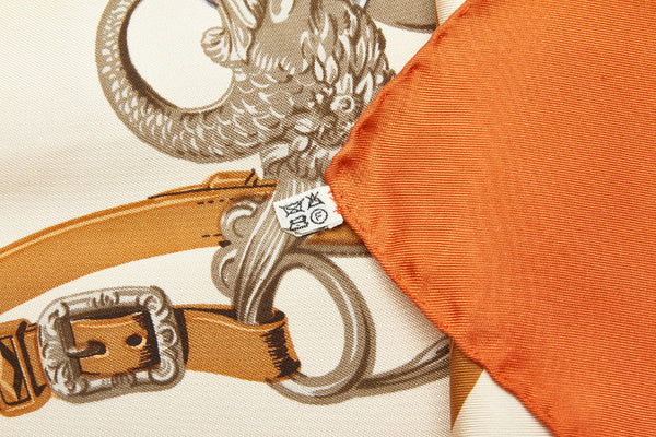 エルメス カレ BRIDES de GALA  ブラウン ベージュ シルク スカーフ レディース HERMES 中古