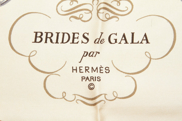エルメス カレ BRIDES de GALA  ブラウン ベージュ シルク スカーフ レディース HERMES 中古