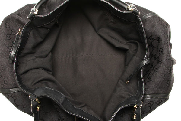 グッチ GGキャンバス アビー 189835 ブラック キャンバス レザー ショルダーバッグ レディース GUCCI 中古