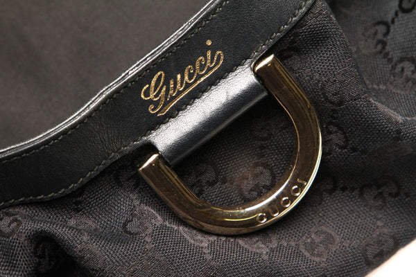 グッチ GGキャンバス アビー 189835 ブラック キャンバス レザー ショルダーバッグ レディース GUCCI 中古