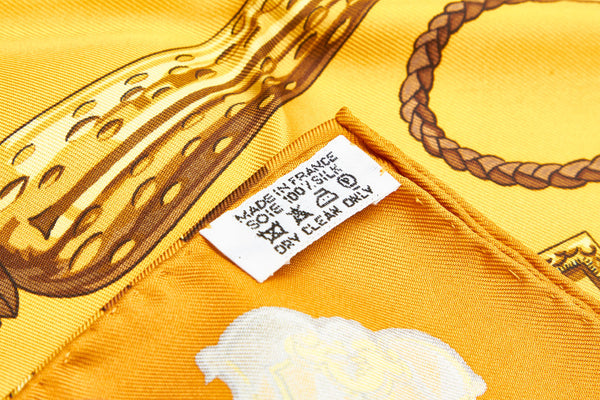 エルメス カレ90 イエロー シルク スカーフ レディース HERMES 中古