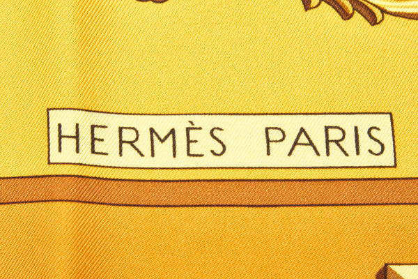 エルメス カレ90 イエロー シルク スカーフ レディース HERMES 中古