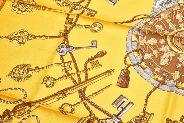 エルメス カレ90 イエロー シルク スカーフ レディース HERMES 中古