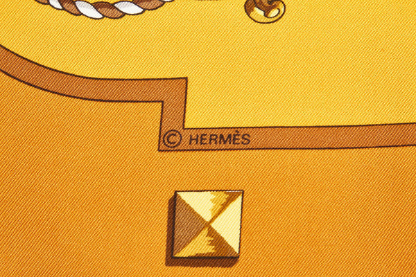 エルメス カレ90 イエロー シルク スカーフ レディース HERMES 中古