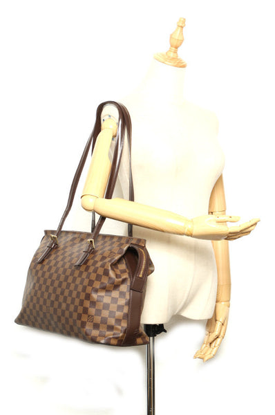 ルイ ヴィトン ダミエ チェルシー N51119 ブラウン PVC レザー ショルダーバッグ トートバッグ レディース LOUIS VUITTON 中古