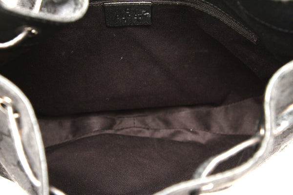 グッチ GGキャンバス 115006 ブラック キャンバス レザー 肩掛け ショルダーバッグ レディース GUCCI 中古