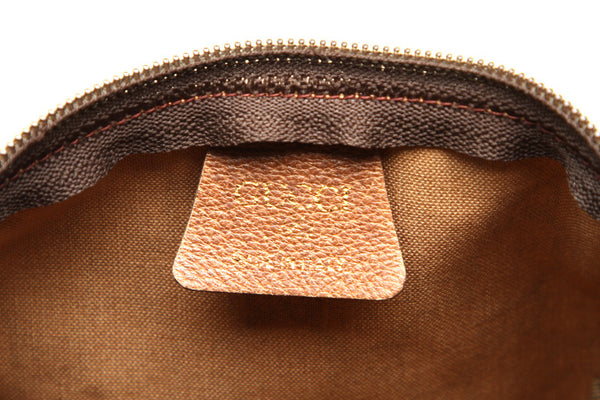 グッチ GGプラス シェリーライン ベージュ ブラウン PVC レザー ボストンバッグ ユニセックス GUCCI 中古