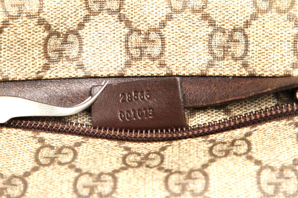 グッチ GGスプリーム 28566 ベージュ ブラウン PVC レザー ウエストバッグ ユニセックス GUCCI 中古